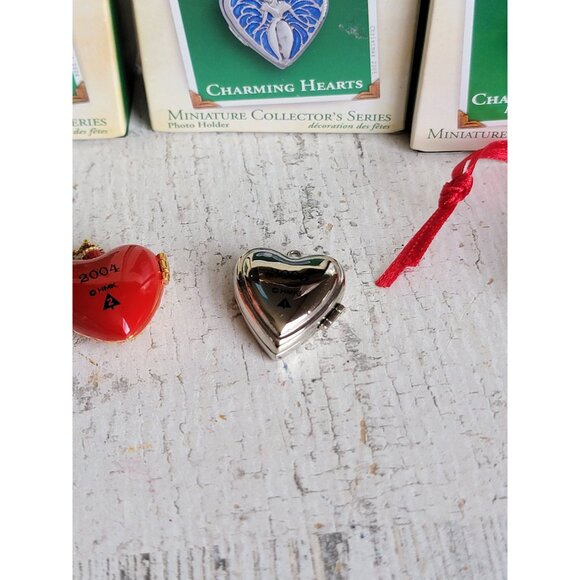 Hallmark miniature Charming hearts photo holder ornament Xmas set - Picture 6 of 7